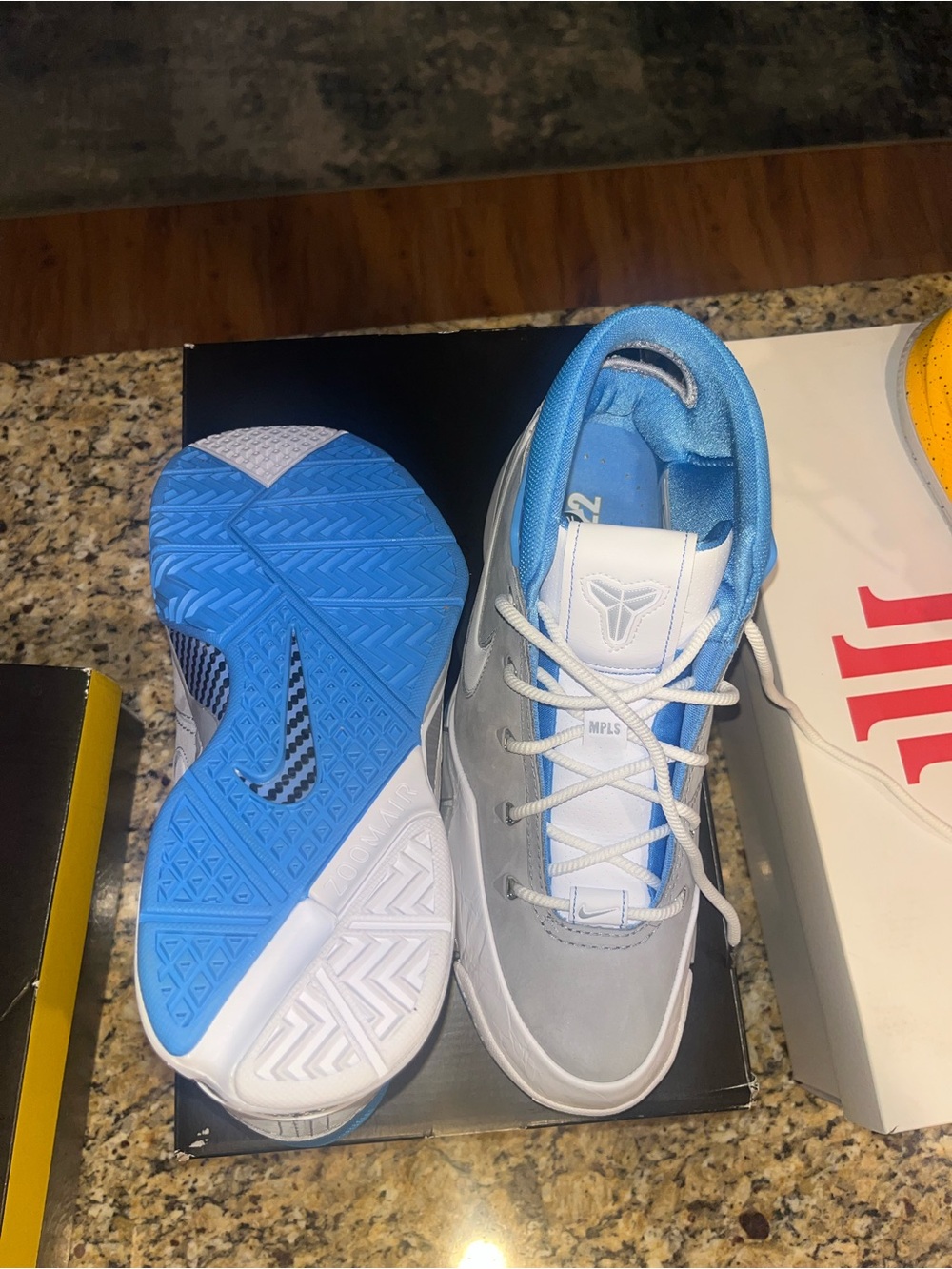 Kobe Proto 1s Nike Gray and Light Blue Low-Top Basketball Shoes